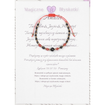 Bransoletka celebrytka czarny TURMALIN JASPIS HEMATYT ochrona i energia